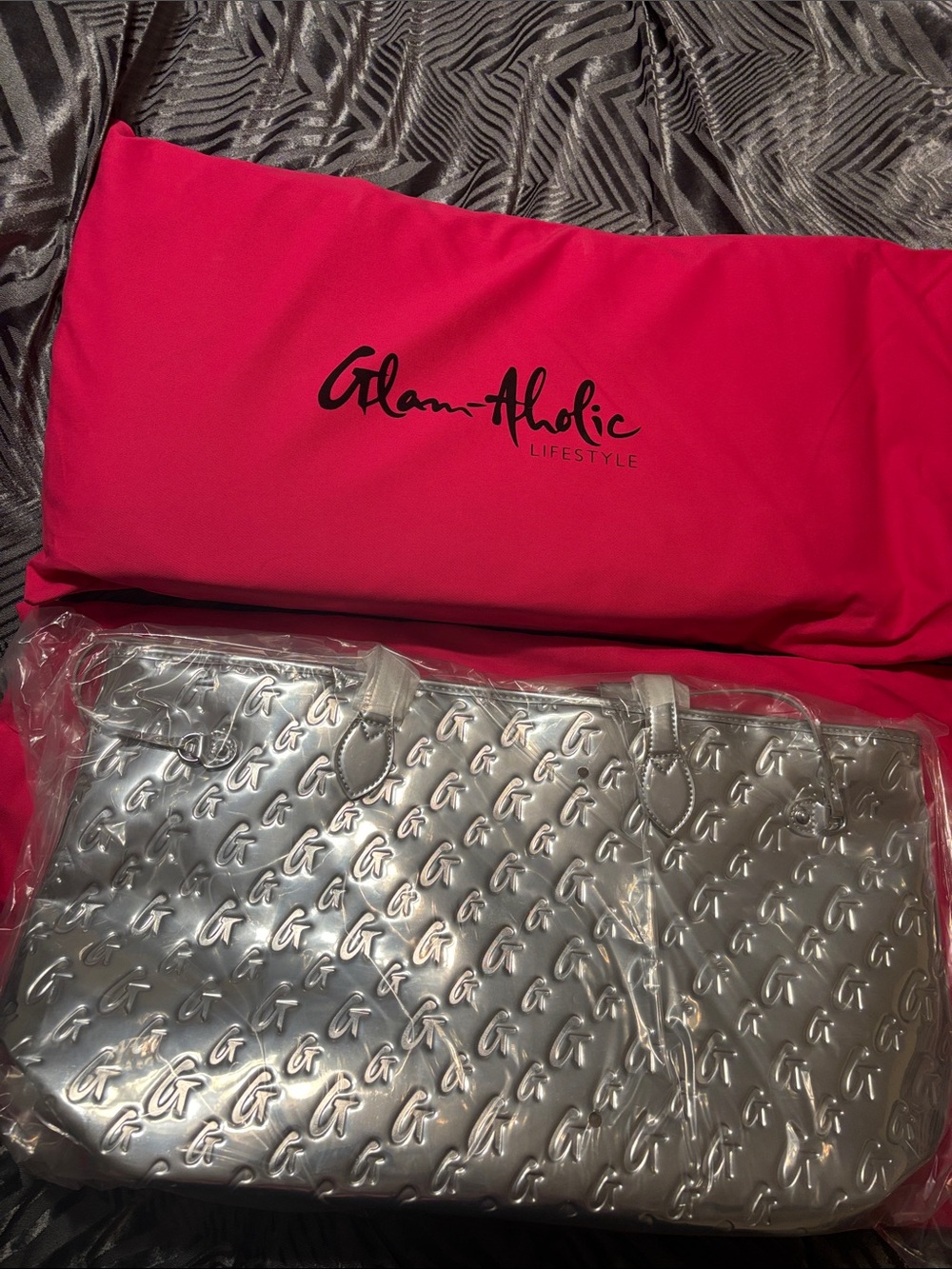 Glam-Aholic Metallic Silver Quilted Tote